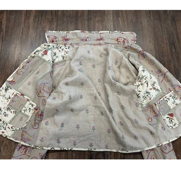 NEW!!"REVERSABLE" Artsy ,Floral, Cottage Core, Embroidered, 100% Linen,Blazer,PM - Picture 8 of 15